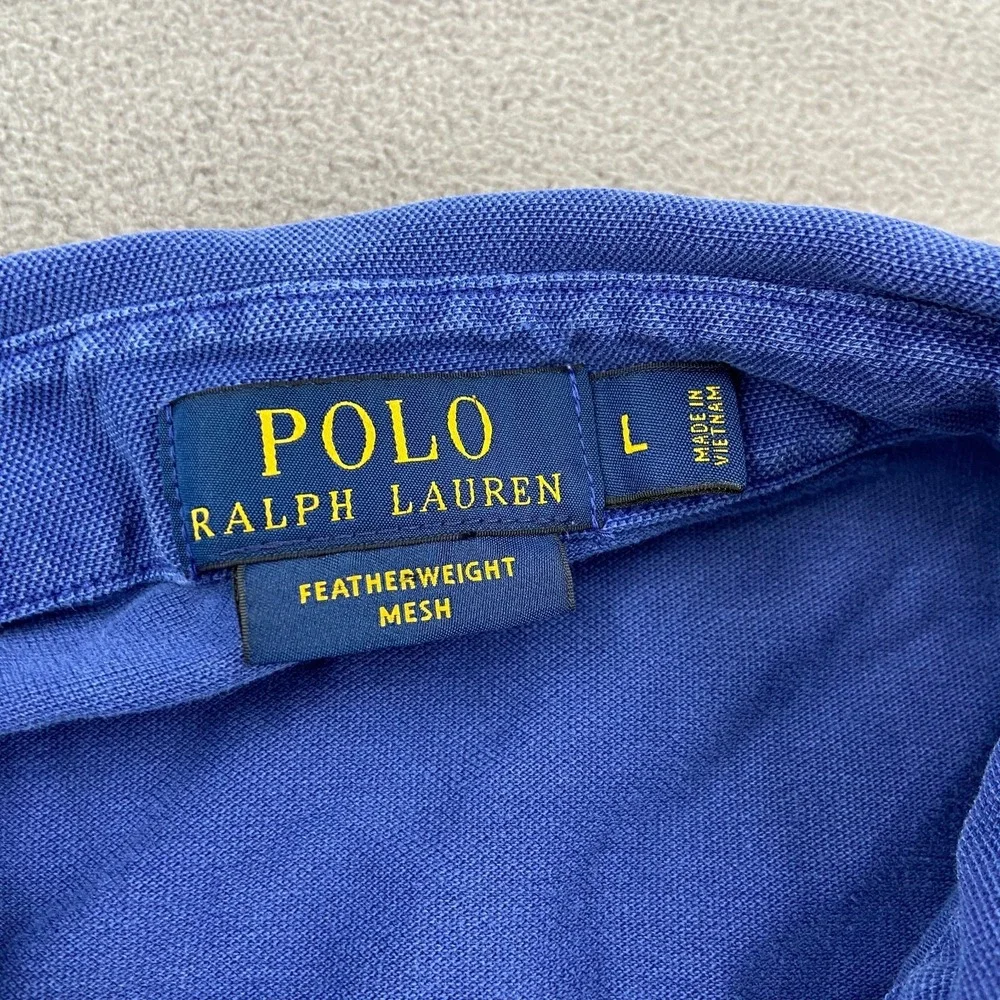 Polo Ralph Lauren Polo Shirt Mens Large Blue Featherweight Mesh Performance Slit